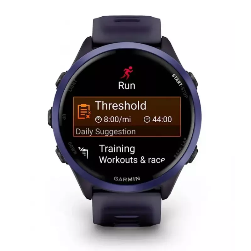 Išmanusis laikrodis GARMIN Forerunner 570 47 mm — 1,4 colio AMOLED 454×454, liečiamas ekranas, Wi‑Fi, GPS, 8 GB, violetinis, 50 g