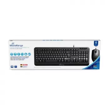 MediaRange MROS108 belaidė klaviatūra su pele, QWERTZ, juoda