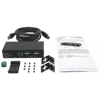 EXSYS EX-11244HMS USB 3.2 Gen 1 Type-B 4 prievadų USB šakotuvas, 5000 Mbit/s, juodas