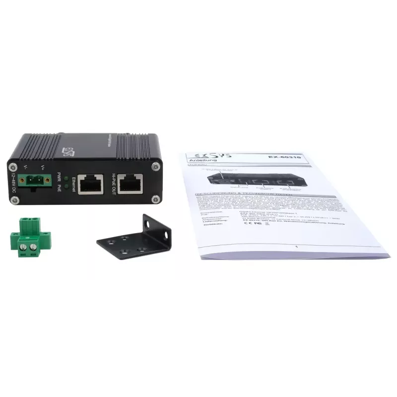 EXSYS PoE++ Gigabit Injector 60W -40°C iki +80°C
