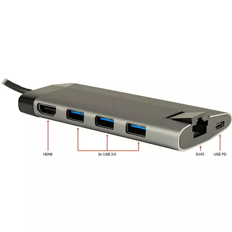 Inter-Tech GDC-802 USB 3.2 Gen 1 Type-C pilka 100W Power Delivery