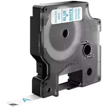 DYMO D1 kasetė | Mėlyni užrašai ant baltos juostos | 9 mm x 7 m