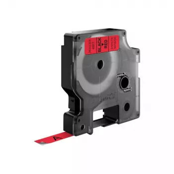 DYMO D1 juosta ant raudono fono, 9 mm x 7 m, juoda