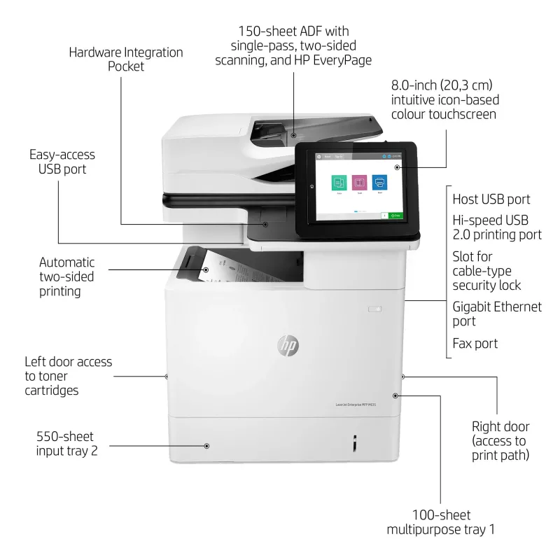 HP LaserJet Enterprise MFP M635h daugiafunkcis įrenginys, lazerinis, nespalvotas, A4, 1200 x 1200 DPI