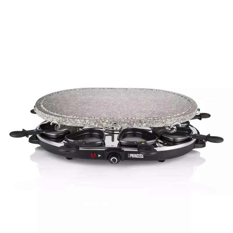 Princess 162720 Raclette 8 ovalinis akmeninis grilio stalas 1200W 8 keptuvėlėms