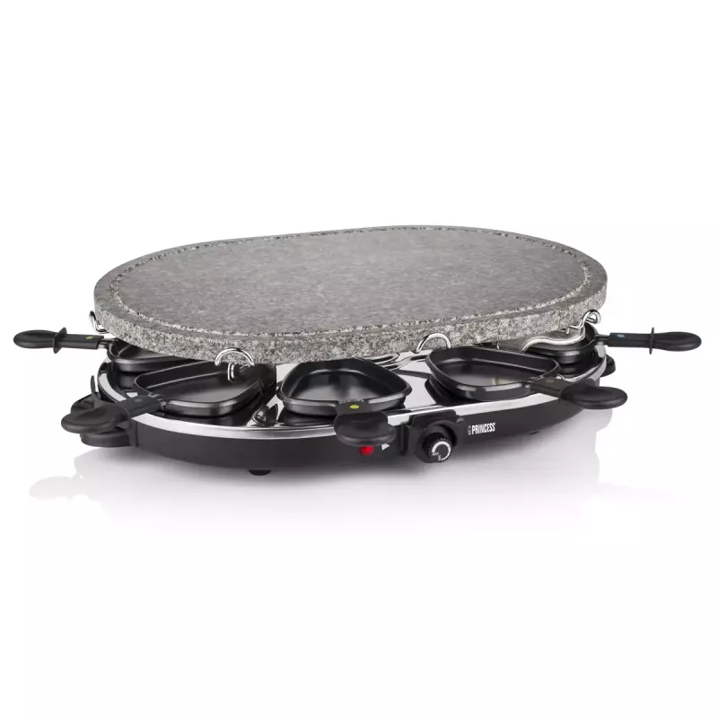 Princess 162720 Raclette 8 ovalinis akmeninis grilio stalas 1200W 8 keptuvėlėms