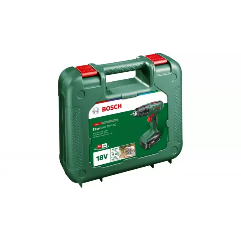Bosch EasyDrill 18V-40 1630 RPM gręžtuvas su rakiniu griebtuvu, 1,3 kg, juodai žalias