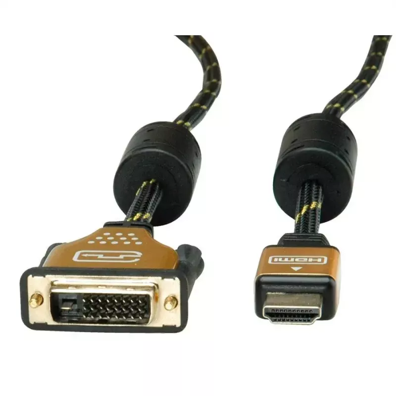 Vaizdo kabelio adapteris ROLINE 11.04.5895 10 m HDMI DVI juodas, auksuoti kontaktai