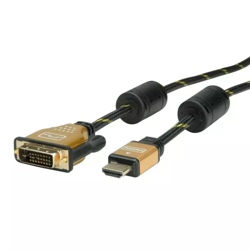 Vaizdo kabelio adapteris ROLINE 11.04.5895 10 m HDMI DVI juodas, auksuoti kontaktai