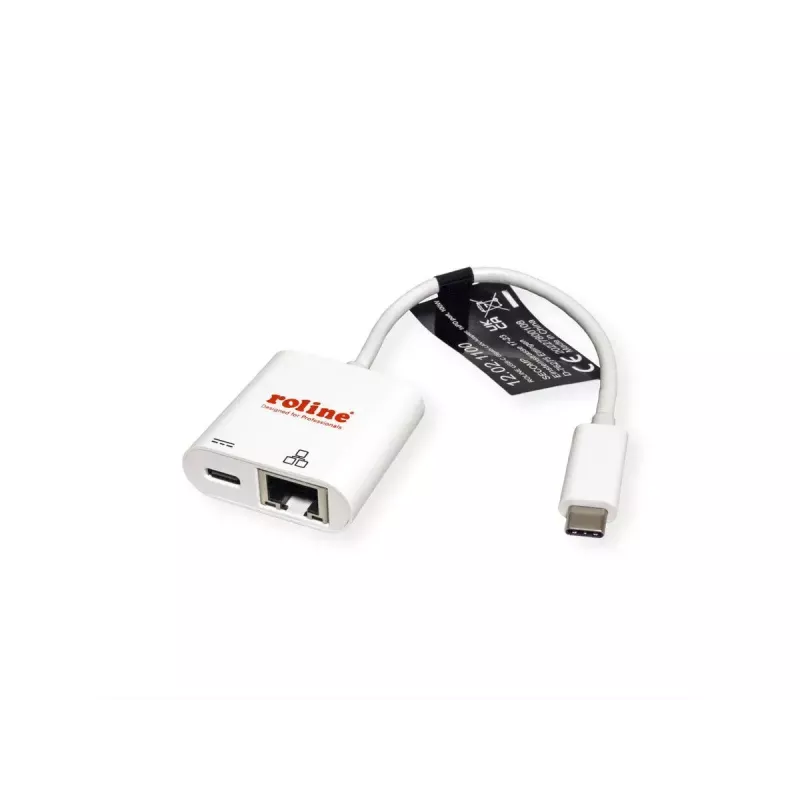 Lyties keitiklis ROLINE 12.02.1100 USB 3.2 Gen 2 Type C – RJ-45 baltas