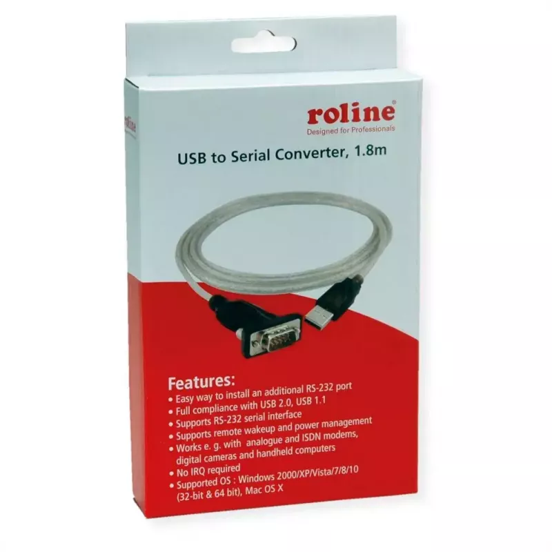 ROLINE 12021163 serijinis kabelis pilkas 1,8 m USB Type-A DB-9