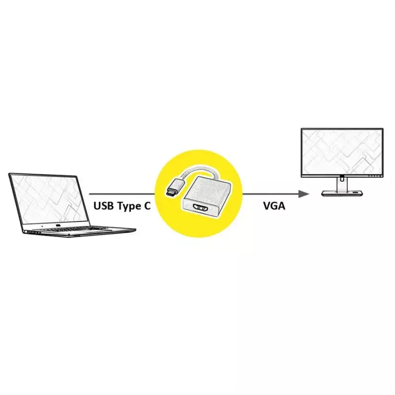 Vaizdo kabelio adapteris ROLINE 12.03.3210 USB Type-C į HDMI Type A 0,1 m sidabrinis