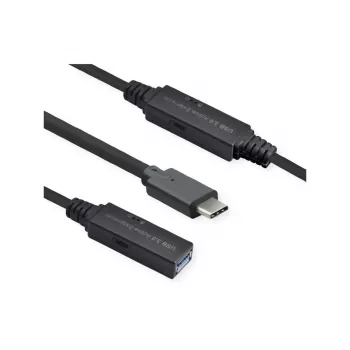 ROLINE USB 3.2 Gen 1 aktyvus ilginimo kabelis USB-C (vyriškas) į USB-A (moteriškas) 10 m, juodas 12.04.1066