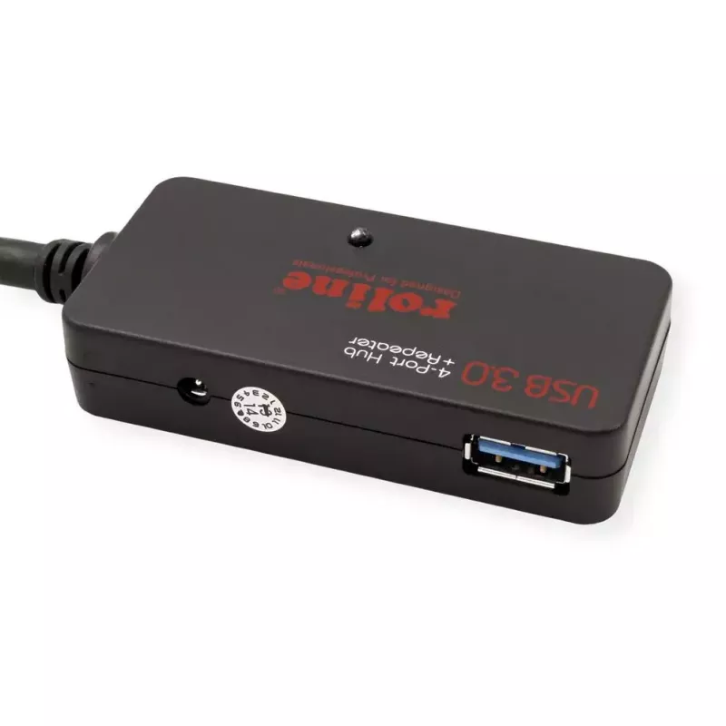 ROLINE USB 3.2 Gen 1 4 prievadų USB šakotuvas su kartotuvu 10 m juodas