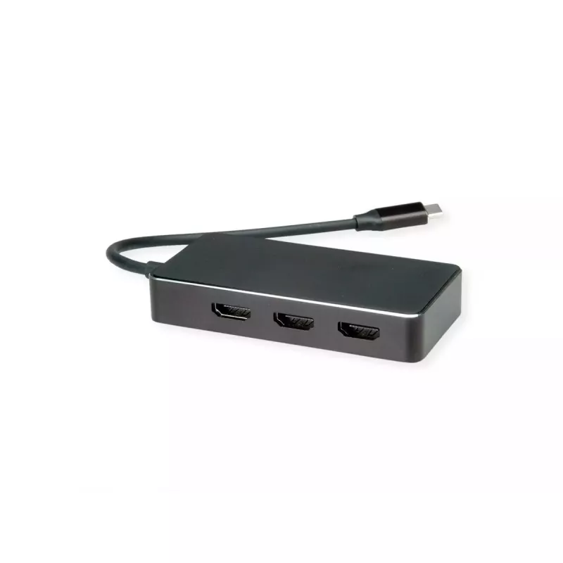 VALUE 12.99.1031 vaizdo kabelio adapteris USB Type-C 3 x HDMI, 0,19 m, juodas