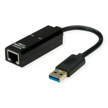 USB Type-A į RJ-45 adapteris VALUE 12.99.1119 — juodas, USB-A jungtis, RJ-45 išvestis, vyriškas į moterišką, 22×59×16 mm
