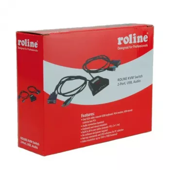KVM jungiklis ROLINE Star 1 vartotojas 2 kompiuteriai USB garsas