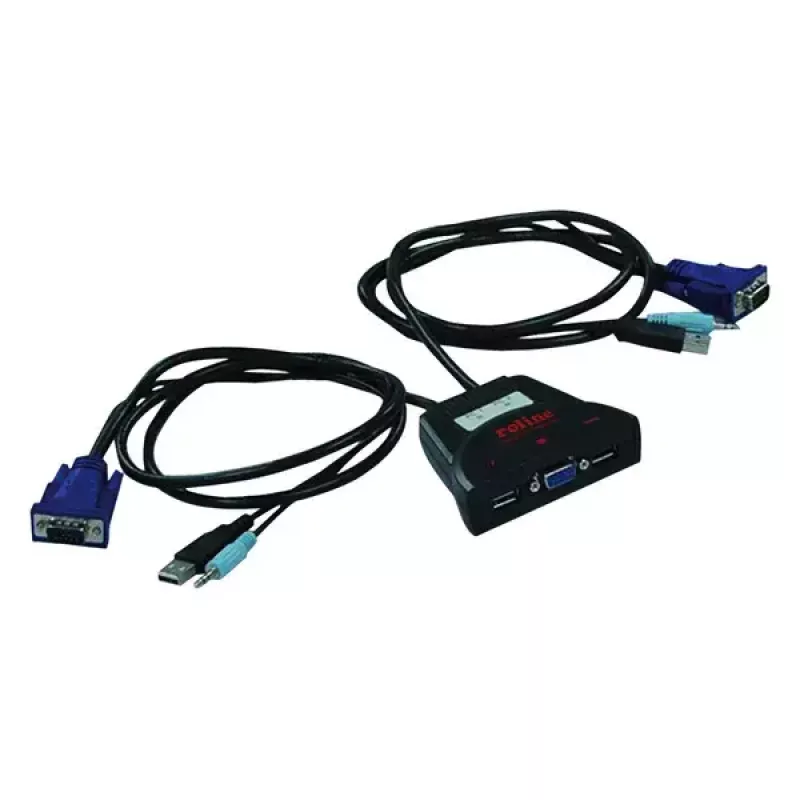 KVM jungiklis ROLINE Star 1 vartotojas 2 kompiuteriai USB garsas
