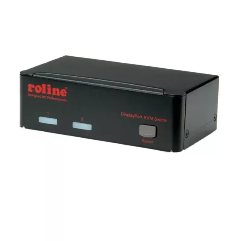 KVM jungiklis ROLINE 1 vartotojas 2 kompiuteriams DisplayPort su USB šakotuvu