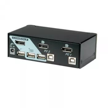 KVM jungiklis ROLINE 1 vartotojas 2 kompiuteriams DisplayPort su USB šakotuvu