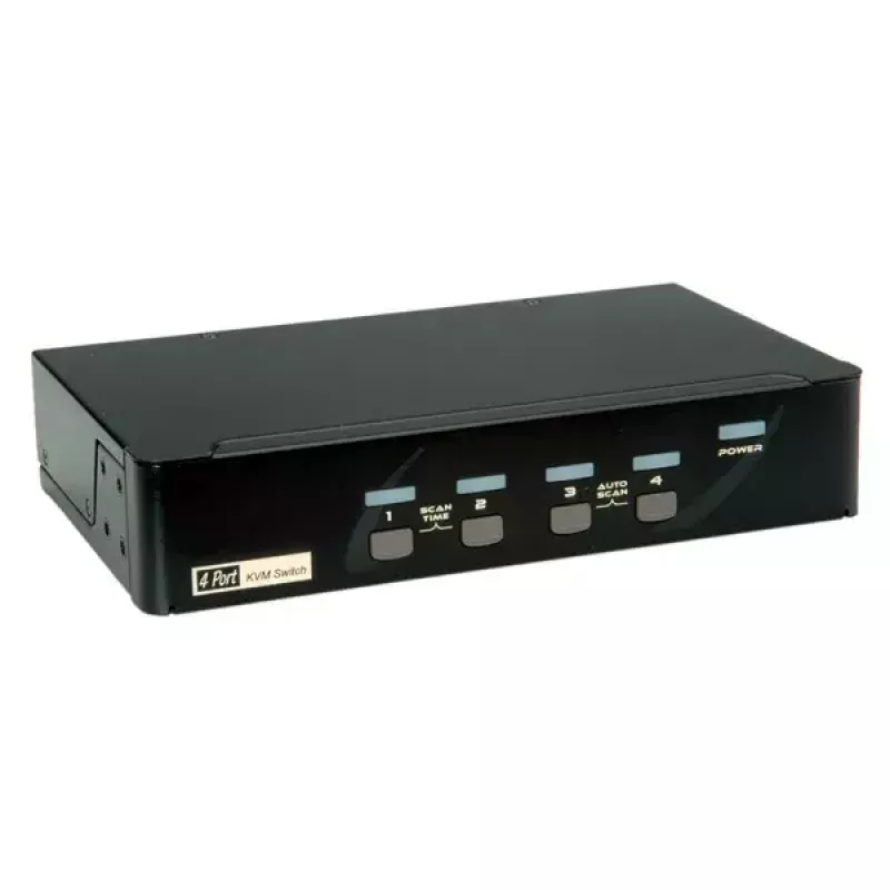 KVM jungiklis ROLINE 1 vartotojas 4 kompiuteriams DisplayPort su USB šakotuvu