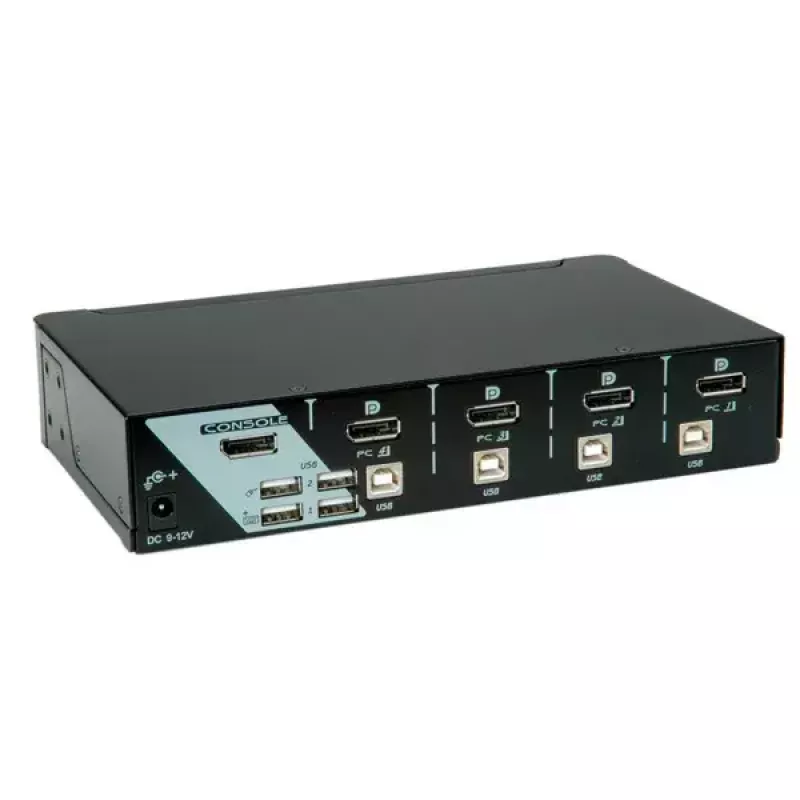 KVM jungiklis ROLINE 1 vartotojas 4 kompiuteriams DisplayPort su USB šakotuvu