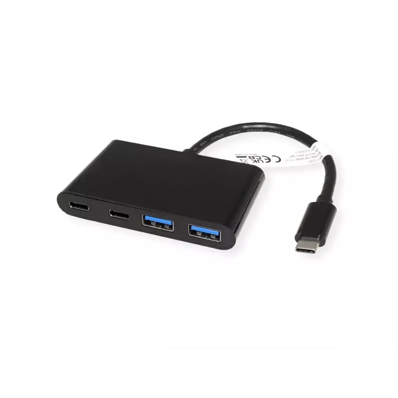 USB-C sąsajos šakotuvas VALUE 14.99.5041 – USB 3.2 Gen 1 Type-C/Type-A, 1000 Mbit/s, aliuminis, juodas, 76×46×12,2 mm