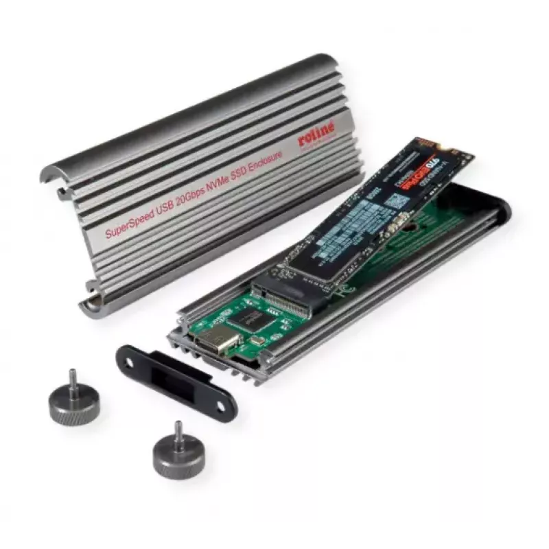 Išorinis SSD dėklas ROLINE 16.01.4147 M.2 Aliuminis Juodas 20 Gbit/s