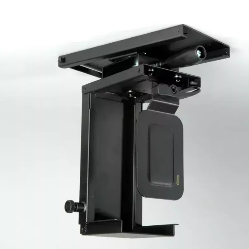 Pritvirtinamas prie stalo kompiuterio laikiklis ROLINE Mini PC Holder ištraukiamas su sukimo funkcija juodas