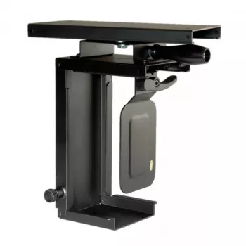 Pritvirtinamas prie stalo kompiuterio laikiklis ROLINE Mini PC Holder ištraukiamas su sukimo funkcija juodas