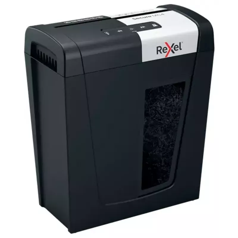 Rexel Secure MC4 popieriaus smulkintuvas, mikro pjūvis, 60 dB, juoda, sidabrinė