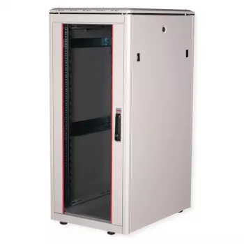 ROLINE 19 colių tinklo spinta Pro 26U, 600x800 mm PxG, stiklinės durys, pilka, IP20, 600 kg talpa
