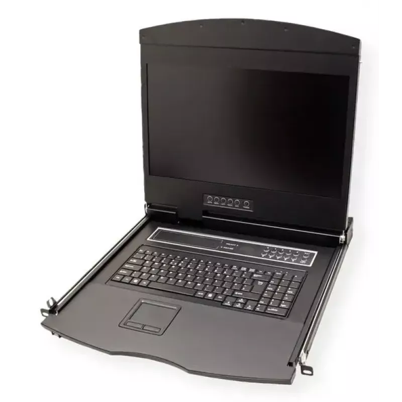 Rack konsolė VALUE 26.99.0131 19 colių (48,3 cm) 1366x768 250 cd/m² vokiška klaviatūra juoda 1U