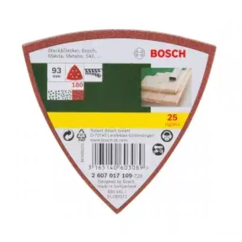 Bosch 2607017109 Šlifavimo popieriaus lapai 25 vnt.
