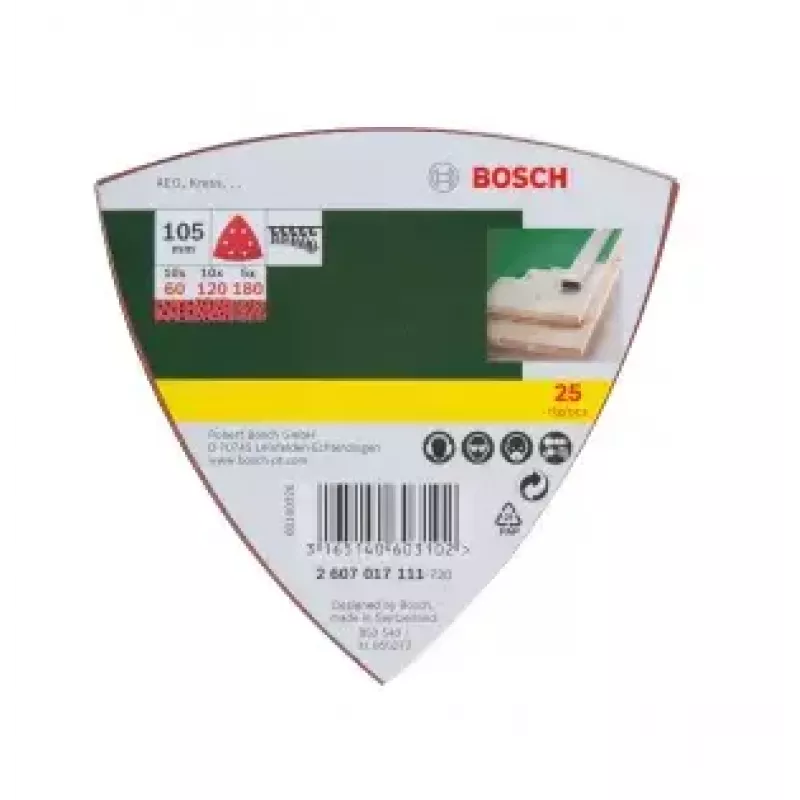 Bosch 2607017111 Šlifavimo lapeliai 25 vnt. trikampiam šlifuokliui