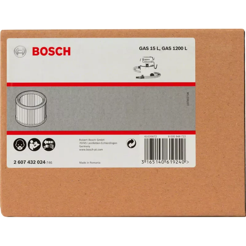 Bosch 2 607 432 024 dulkių siurblio filtras – efektyvus valymas