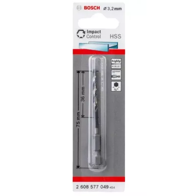 Grąžtas suktuvinis Bosch HSS šešiakampiu kotu 3,2 mm