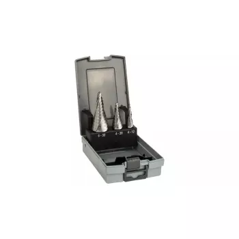 Žingsninis grąžtų rinkinys Bosch HSS 3 briaunų kotu aliuminiui ir plastikui