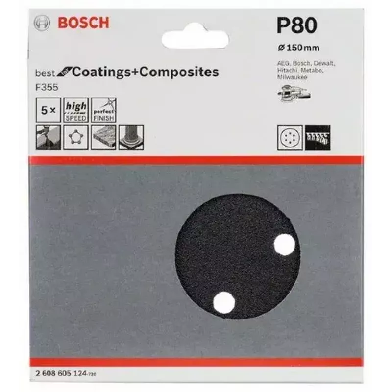 Šlifavimo popierius Bosch F355 5 vnt