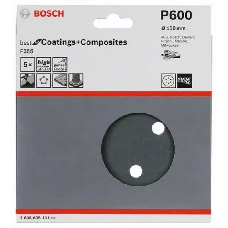 Šlifavimo lakštai Bosch F355 5 vnt 2608605131