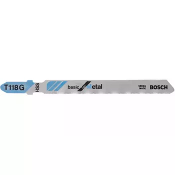 Dėlionės pjūklo geležtė Bosch T 118 G Basic Metal, HSS, 92 mm, 5 vnt.