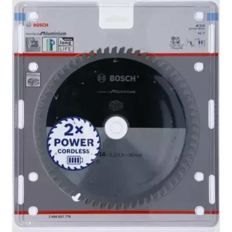 Bosch 2 608 837 776 Standard for Aluminium diskinio pjūklo diskas, 216 mm, 30 mm kiaurymė, 64 dantys