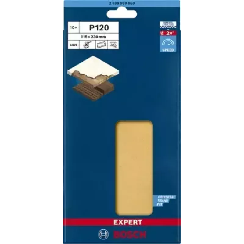 Bosch 2 608 900 863 šlifavimo popieriaus lapas medienai, EXPERT C470, 10 vnt.