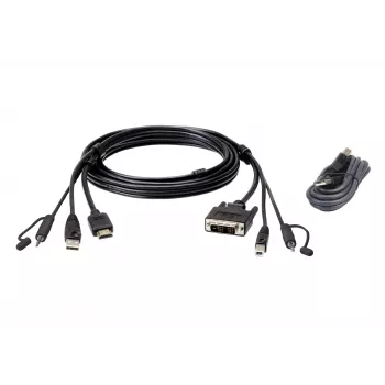 ATEN 2L-7D02DHX2 HDMI į DVI-D USB KVM kabelis su garsu, 1,8 m