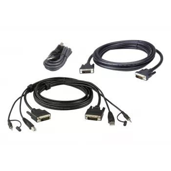 ATEN DVI-D dvigubas ryšys dviejų ekranų Secure KVM kabelių rinkinys; 1,8 m USB DVI-D dvigubas ryšys dviejų ekranų