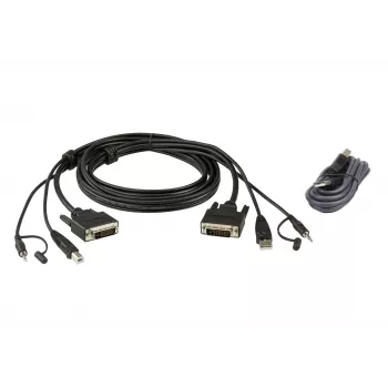 ATEN 2L-7D03UDX4 Secure KVM kabelių rinkinys 3 m DVI-D Dual Link USB