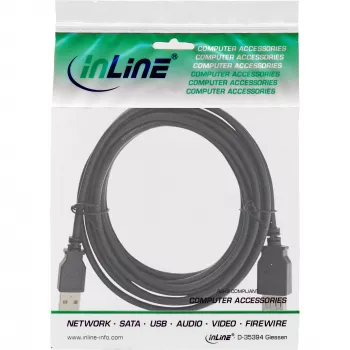 InLine USB 2.0 prailginimo laidas Type A kištukas / lizdas 1,8 m juodas