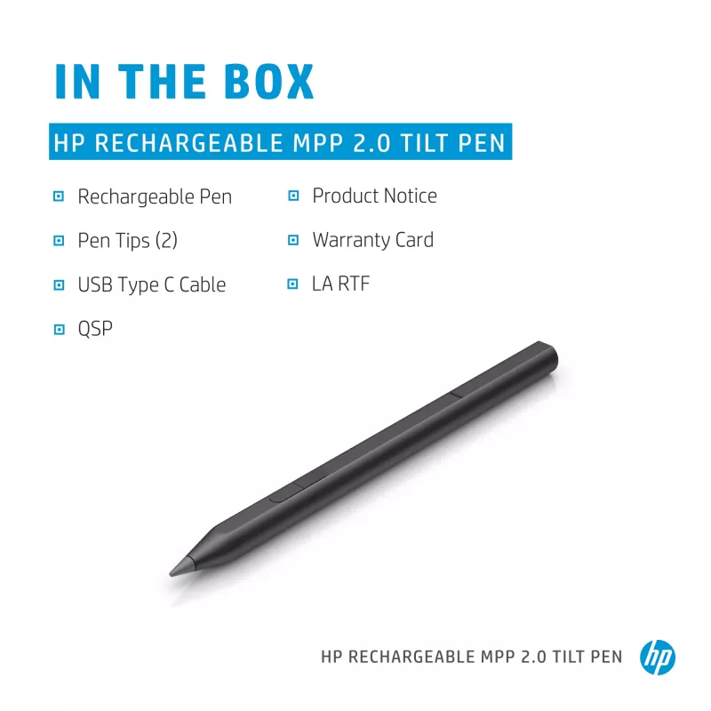 HP Rechargeable MPP 2.0 Tilt Pieštukas (Juodas), Nešiojamam Kompiuteriui, HP, Juoda, 1 Mėn., Kinija, Namams