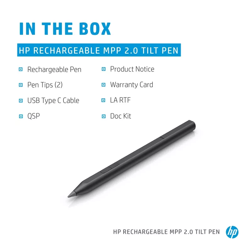HP Rechargeable MPP 2.0 Tilt Pieštukas (Juodas), Nešiojamam Kompiuteriui, HP, Juoda, 1 Mėn., Kinija, Namams