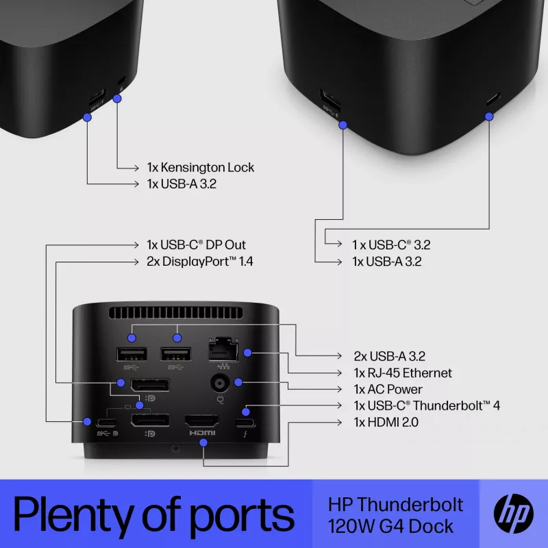 HP Thunderbolt Dock 120W G4 – belaidė prijungimo stotelė, juoda